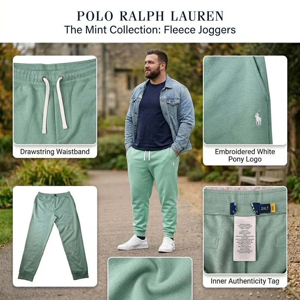 Polo Ralph Lauren Joggers Sweatpants Mint Green‎ Pony Logo Mens Size 2XLT
